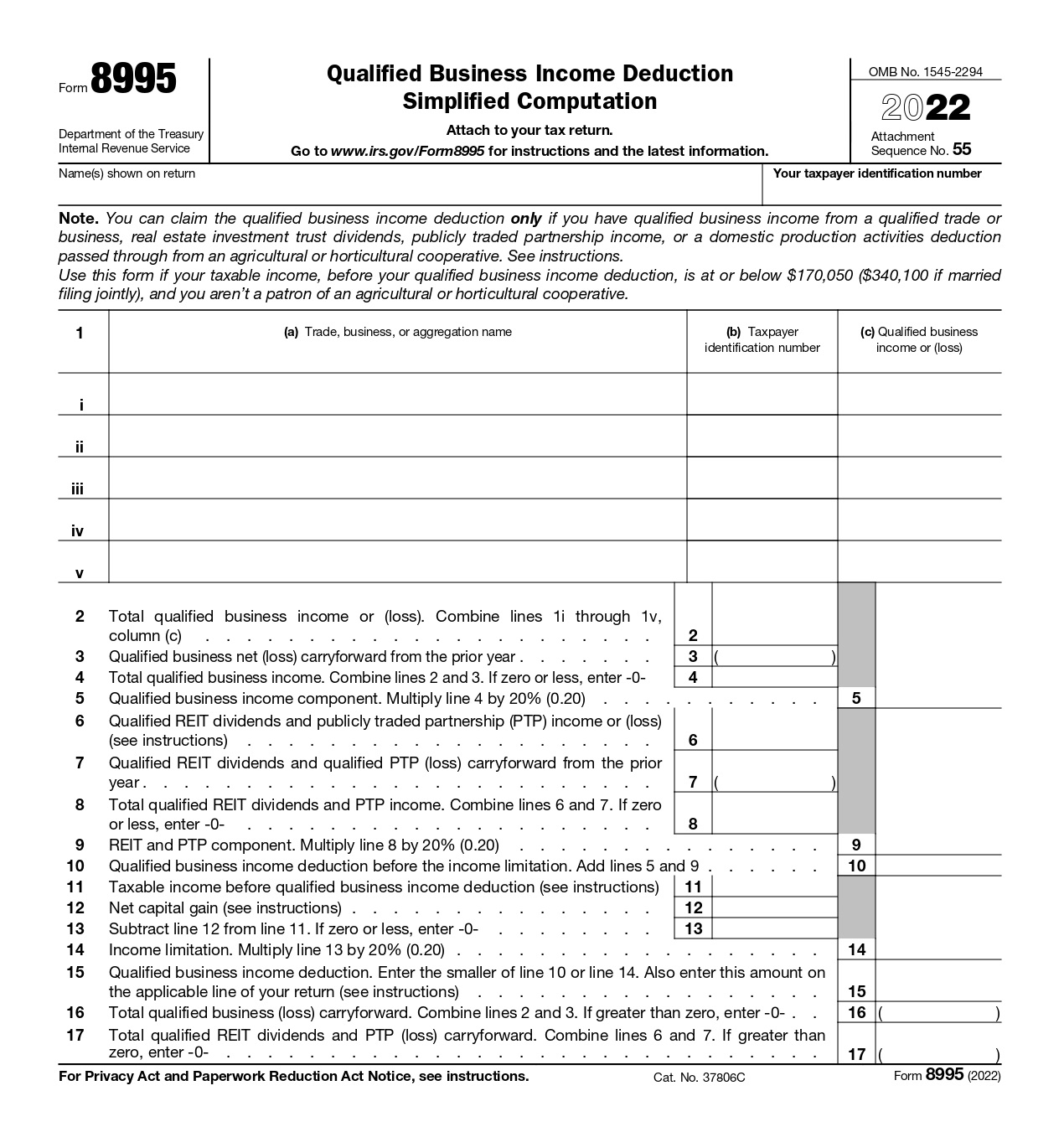 IRS Form 8995 Get the Qualified Business Deduction