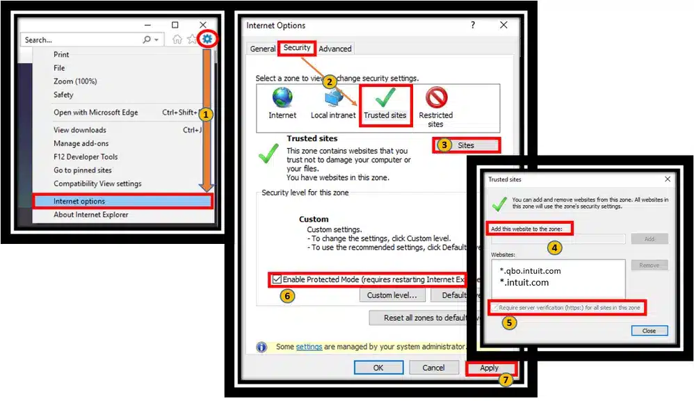 To Set up Security Settings in Internet Explorer or Microsoft Edge