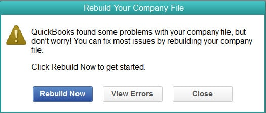 rebuild your company file data screenshots