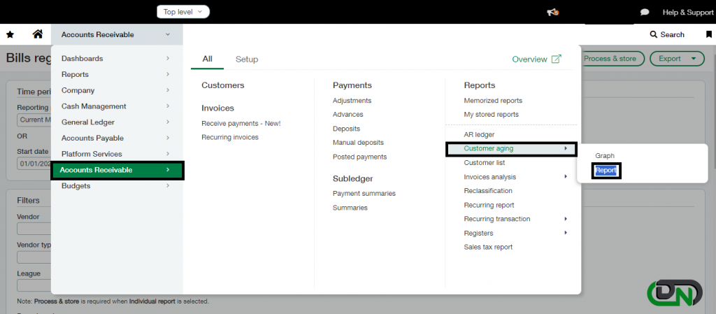 Export Customer aging report to transfer due amounts from Sage Intacct to QuickBooks Online