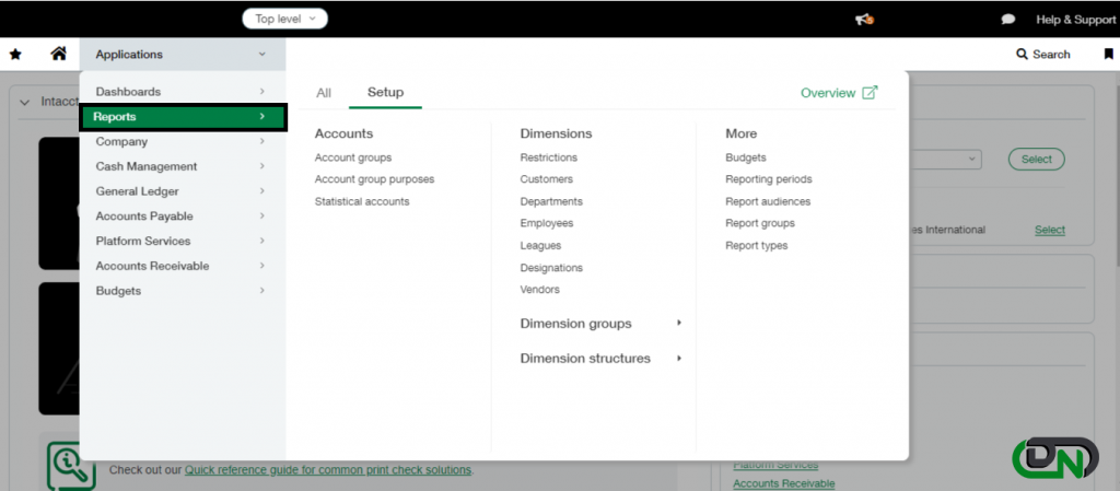 Export key data form Sage Intacct using Report Writer