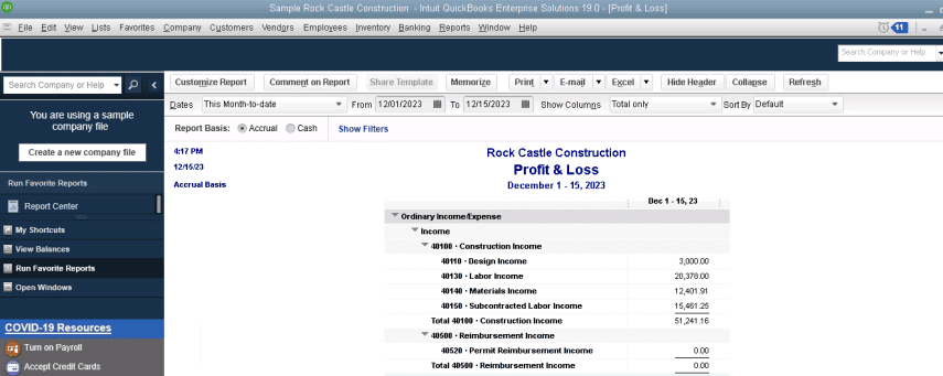 Profit and Loss Report