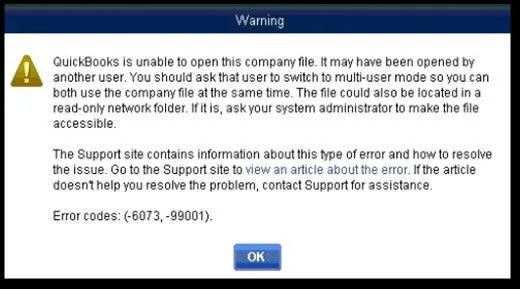 QuickBooks Unable to open QuickBooks Company File