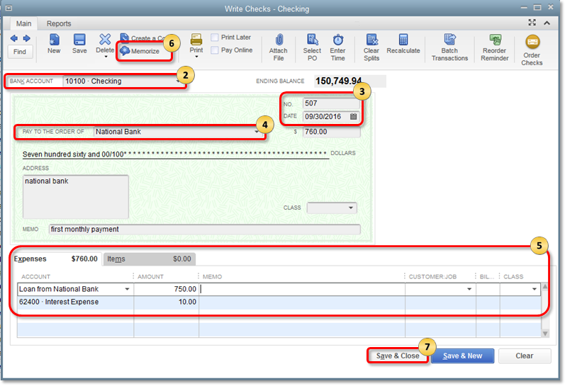 Recording of the Loan Payment