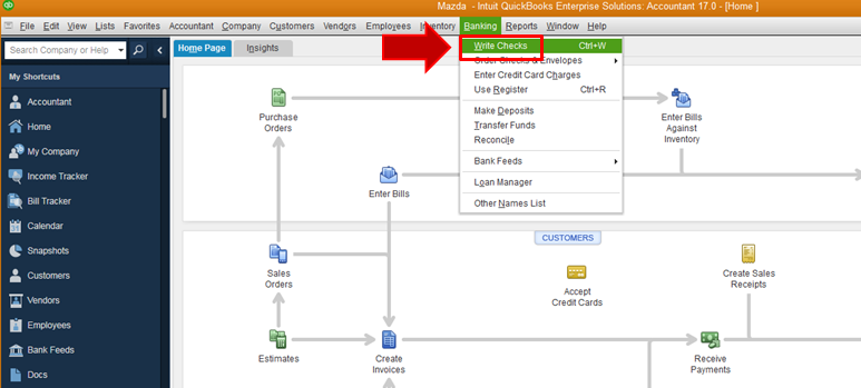 Navigate to the Write Checks tab