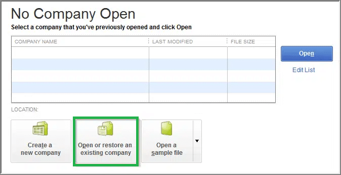 Restore Your Company File