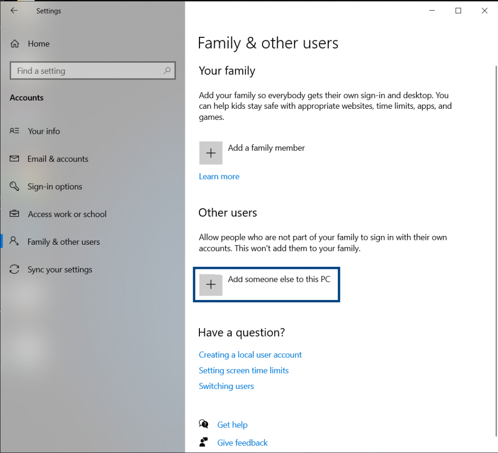 Creating an Administrator in Windows 10