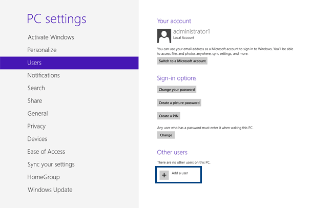Creating an Administrator in Windows 8.1