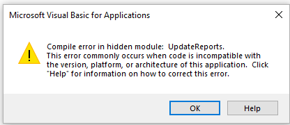 QuickBooks Compile Error in Hidden Module