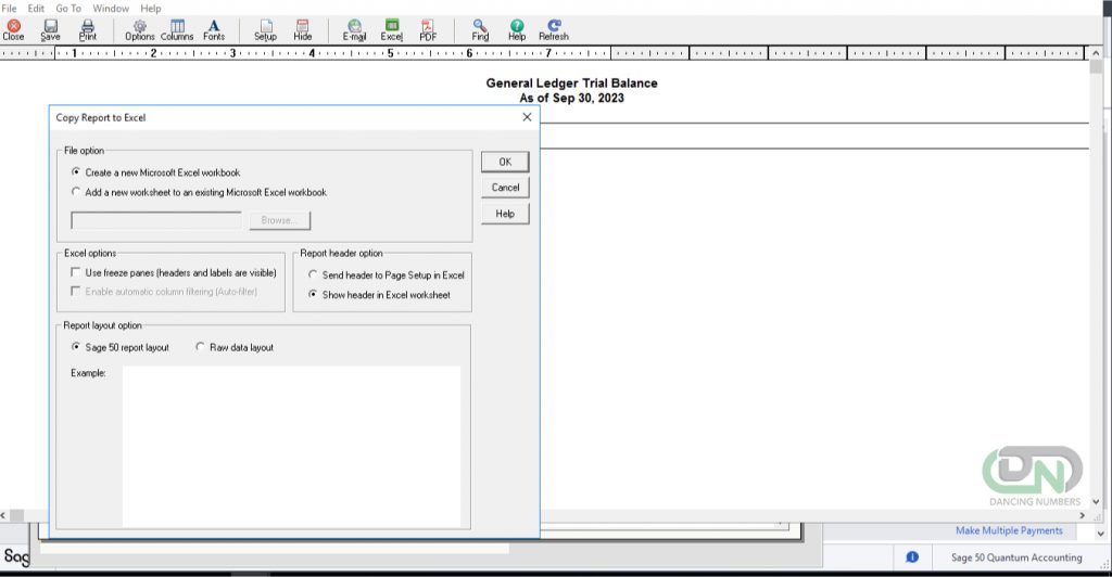 Export Trial Balance